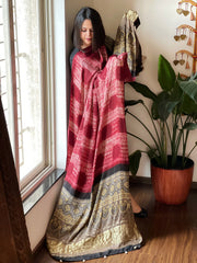 Maroon Shibori with Ajrakh Dupatta in Modal Silk