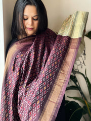 Cola Handwoven Ikat Dupatta Pure Silk-Cotton