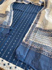 Indigo Handwoven Suit Sets in Pure Cotton - Masakalee