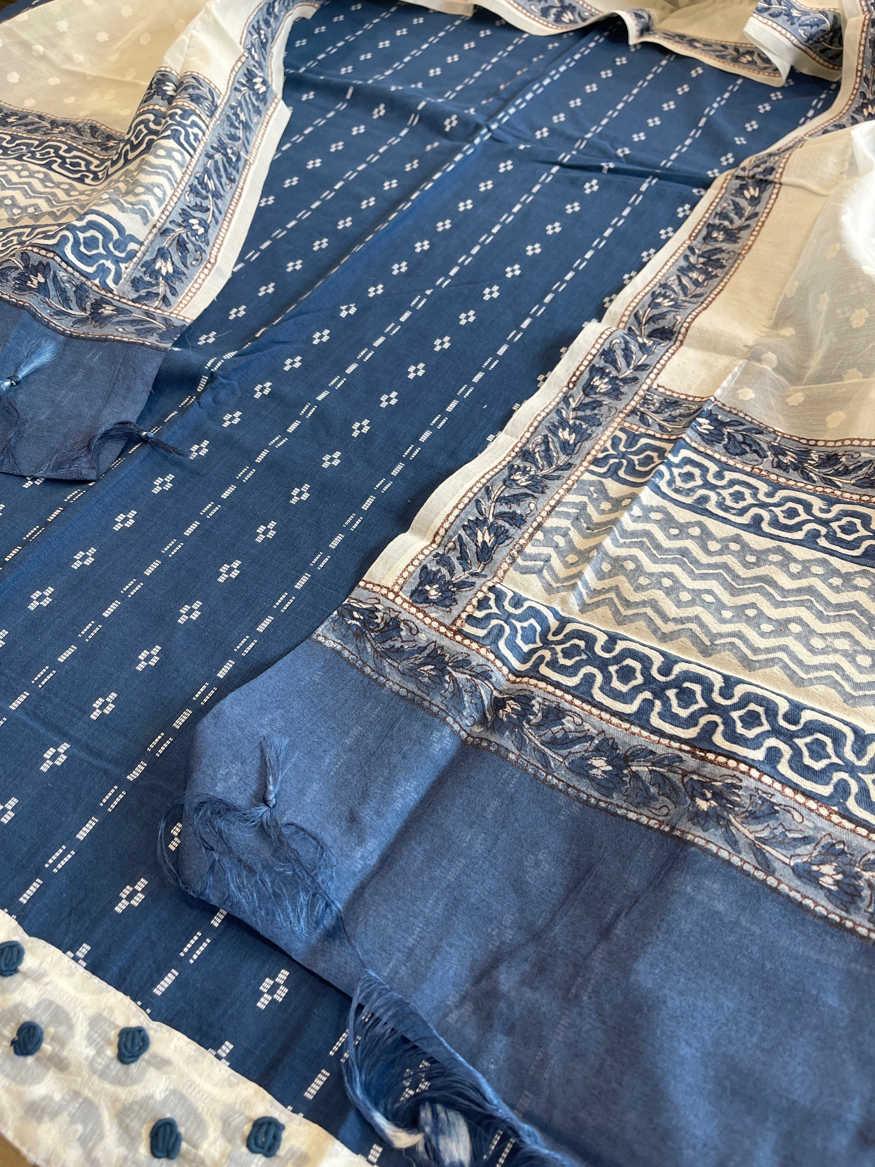 Indigo Handwoven Suit Sets in Pure Cotton - Masakalee
