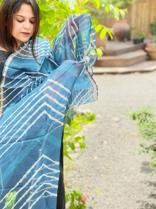 Indigo Kota Silk Leheriya Dupatta - Masakalee