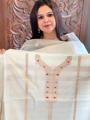 Ivory Designer Banarasi Suit Set in Pure Silk - Masakalee
