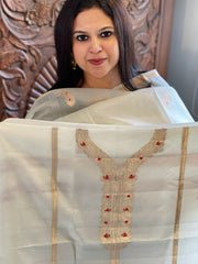 Ivory Designer Banarasi Suit Set in Pure Silk - Masakalee
