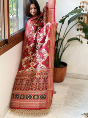 Ivory Printed Patola Dupatta in Fine Art Silk - Masakalee