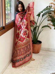 Ivory Printed Patola Dupatta in Fine Art Silk - Masakalee