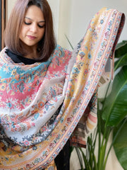 Ivory Woven Kaani Jaal Pashmina Stole - Masakalee