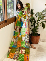 Kantha Patchwork Dupatta cum Stole in Silk - Masakalee