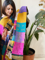 Kantha Patchwork Dupatta cum Stole in Silk - Masakalee
