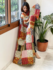 Kantha Patchwork Dupatta cum Stole in Silk - Masakalee