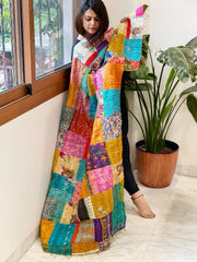Kantha Patchwork Dupatta cum Stole in Silk - Masakalee