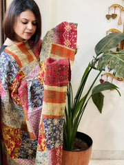 Kantha Patchwork Dupatta cum Stole in Silk - Masakalee