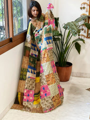 Kantha Patchwork Dupatta cum Stole in Silk - Masakalee