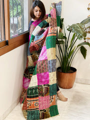 Kantha Patchwork Dupatta cum Stole in Silk - Masakalee