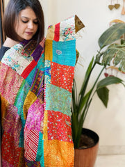 Kantha Patchwork Dupatta cum Stole in Silk - Masakalee