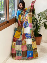 Kantha Patchwork Dupatta cum Stole in Silk - Masakalee