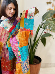 Kantha Patchwork Dupatta cum Stole in Silk - Masakalee