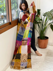 Kantha Patchwork Dupatta cum Stole in Silk - Masakalee