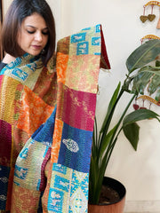 Kantha Patchwork Dupatta cum Stole in Silk - Masakalee