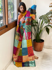 Kantha Patchwork Dupatta cum Stole in Silk - Masakalee