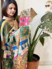 Kantha Patchwork Dupatta cum Stole in Silk - Masakalee