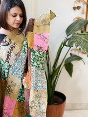 Kantha Patchwork Dupatta cum Stole in Silk - Masakalee