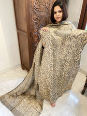 Kashish Dupatta Set (Kurta+Dupatta) with Handblock Print in Pure Tussar Silk - Masakalee