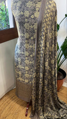 Kashish Suit Set with Ajrakh Handblock Print and Sequin Embroidery in Modal Silk - Masakalee