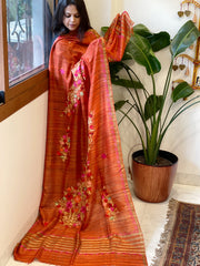 Kashmiri Aari Embroidered Dupatta in Geecha Silk - Masakalee