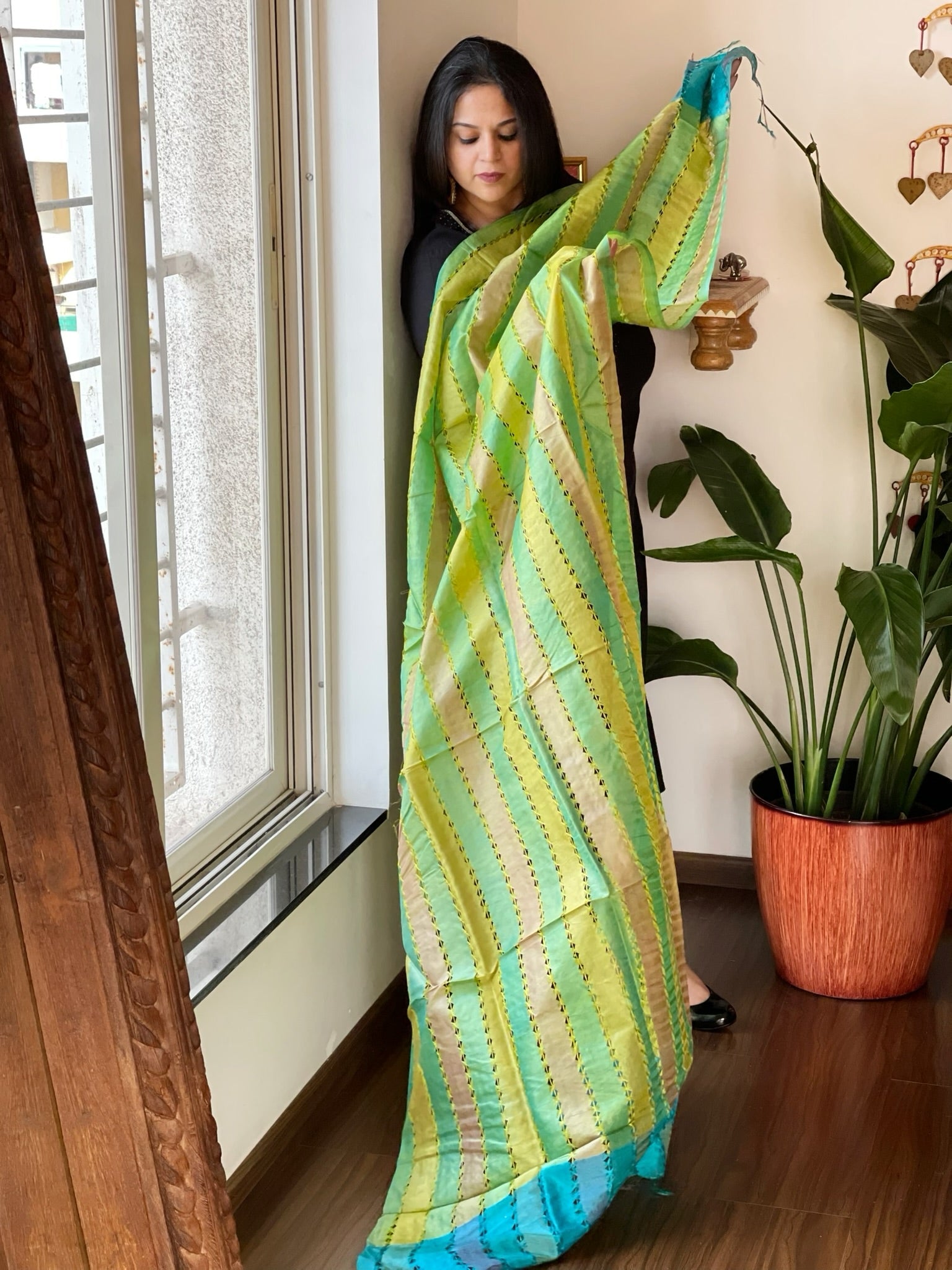 Knot Work Dupatta in Silk - Masakalee