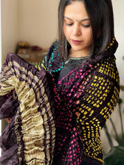 Kodi Bandhej Dupatta in Gajji Silk in Cola Color - Masakalee