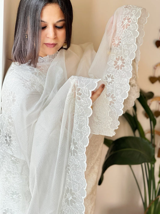 Kota Cotton Dupatta with Cut Work - Masakalee