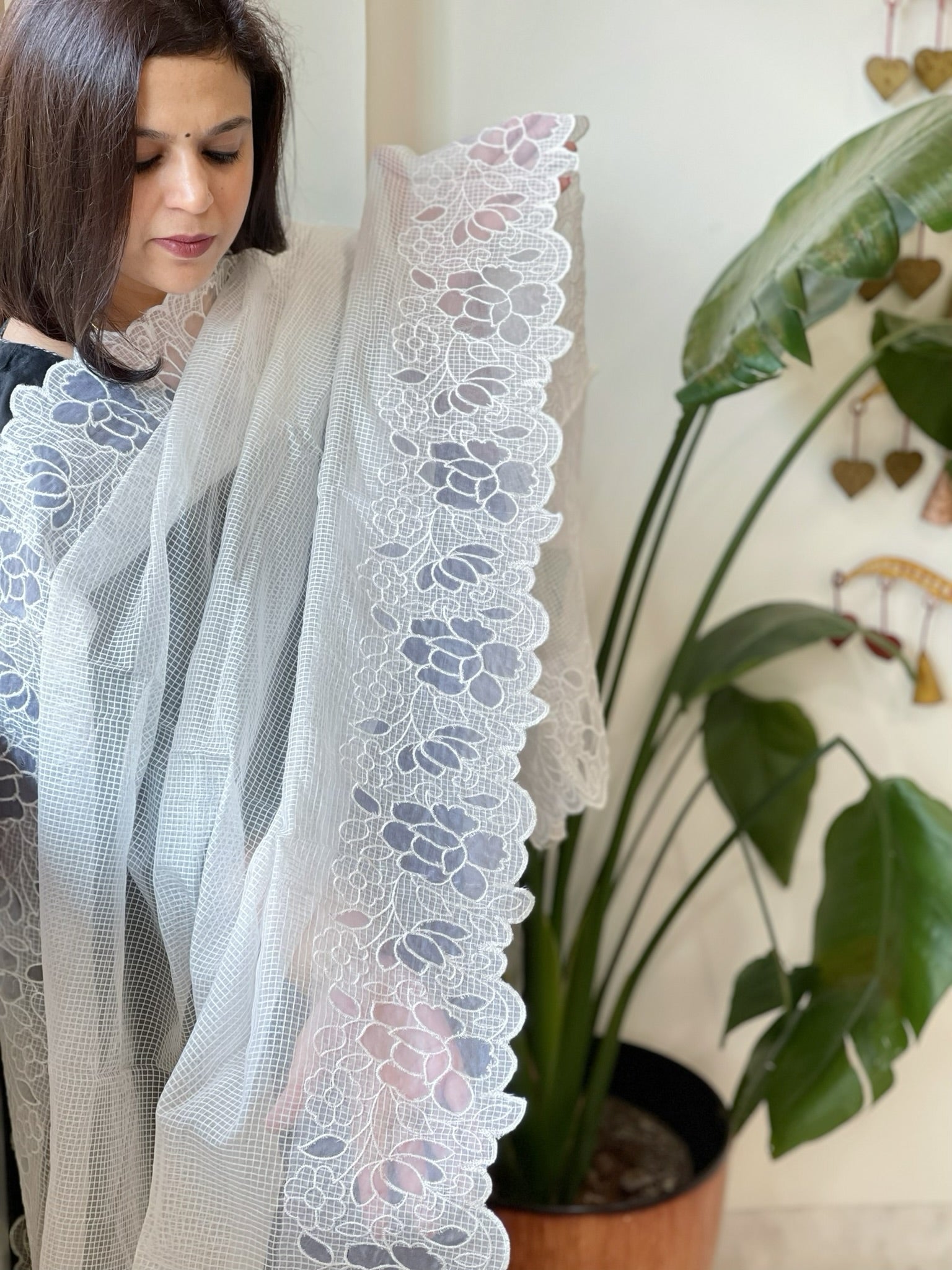 Kota Cotton Dupatta with Cut Work - Masakalee