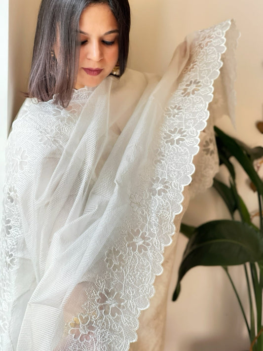 Kota Cotton Dupatta with Cut Work - Masakalee