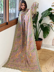 Lavender Chinon Dupatta with Aari Embroidery - Masakalee