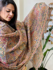 Lavender Chinon Dupatta with Aari Embroidery - Masakalee