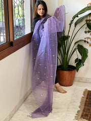 Lavender Kota Cotton Dupatta with Thread Embroidery - Masakalee