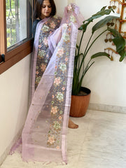 Lavender Organza Dupatta with Thread Embroidery - Masakalee