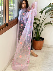 Lavender Organza Dupatta with Thread Embroidery - Masakalee
