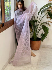 Lavender Organza Dupatta with Thread Jaal Embroidery - Masakalee