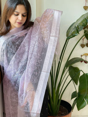 Lavender Organza Dupatta with Thread Jaal Embroidery - Masakalee