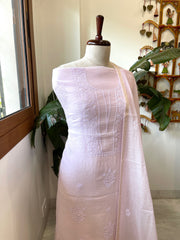 Lavender Suit Set with Lucknowi Handwork in Pure Mul Chanderi - Masakalee