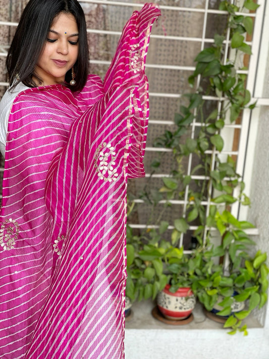 Leheriya Dupatta with Gotapatti Handwork - Masakalee