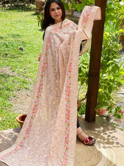 Lite Pink Parsi Gara Embroidery Dupatta in Georgette - Masakalee