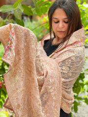 Lite Pink Parsi Gara Embroidery Dupatta in Georgette - Masakalee