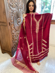 Maroon Designer Banarasi Suit Set in Pure Silk - Masakalee