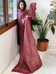 Maroon Handmade Kantha Dupatta in Silk - Masakalee