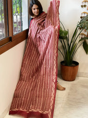Maroon Handmade Kantha Dupatta in Silk - Masakalee