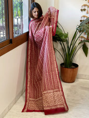 Maroon Handmade Kantha Dupatta in Silk - Masakalee