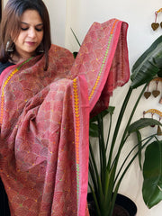 Maroon Handmade Kantha Dupatta in Silk - Masakalee