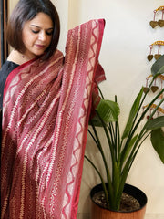 Maroon Handmade Kantha Dupatta in Silk - Masakalee